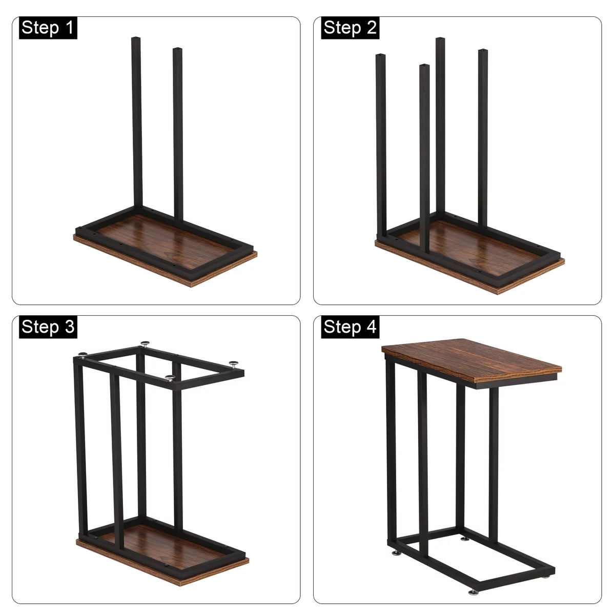 Set of 2 C-Shape Side Table Metal Frame E25872