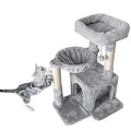 Small Light Gray Cat Tree with Sisal Scratching Post and Hammock Y6908