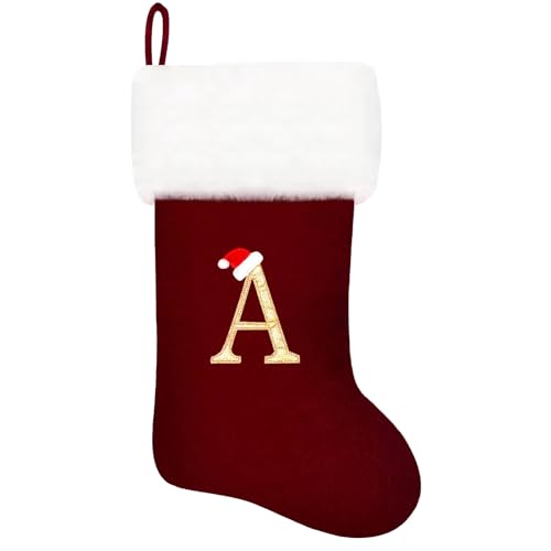 Green Velvet 20 Inches Monogram Christmas Stockings Q94435