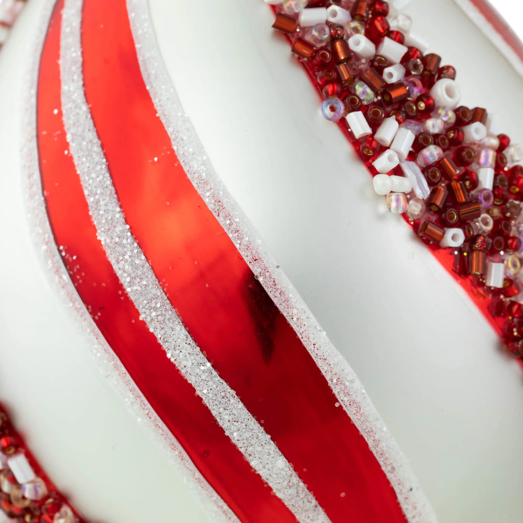 Set of 2 White and Red Glass Christmas Ornaments Z49539