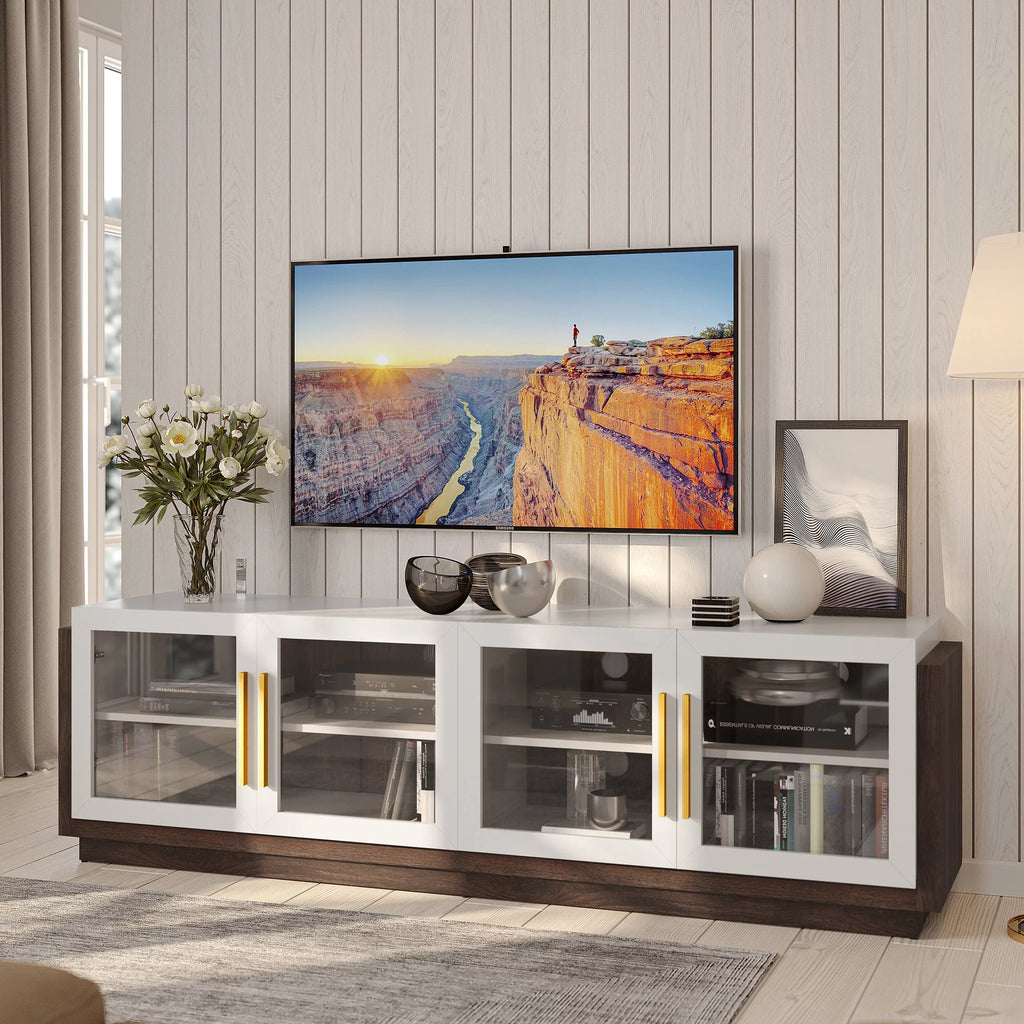 70" Wood TV Stand with Shelves T8694