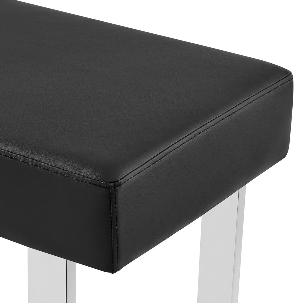 48 Inch Black Leatherette Bench with Metal Frame X200826