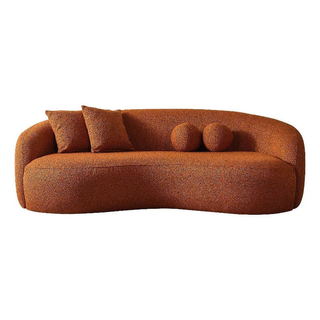 Orange Boucle Fabric Curvy Couch Z195