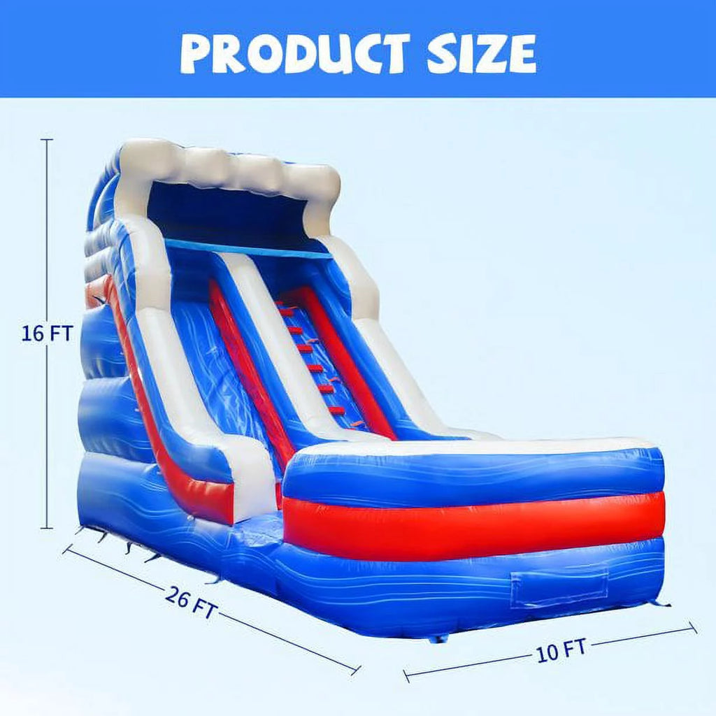 16 ft x 26 ft Inflatable Water Slide with Blower and Splash Pool O5828