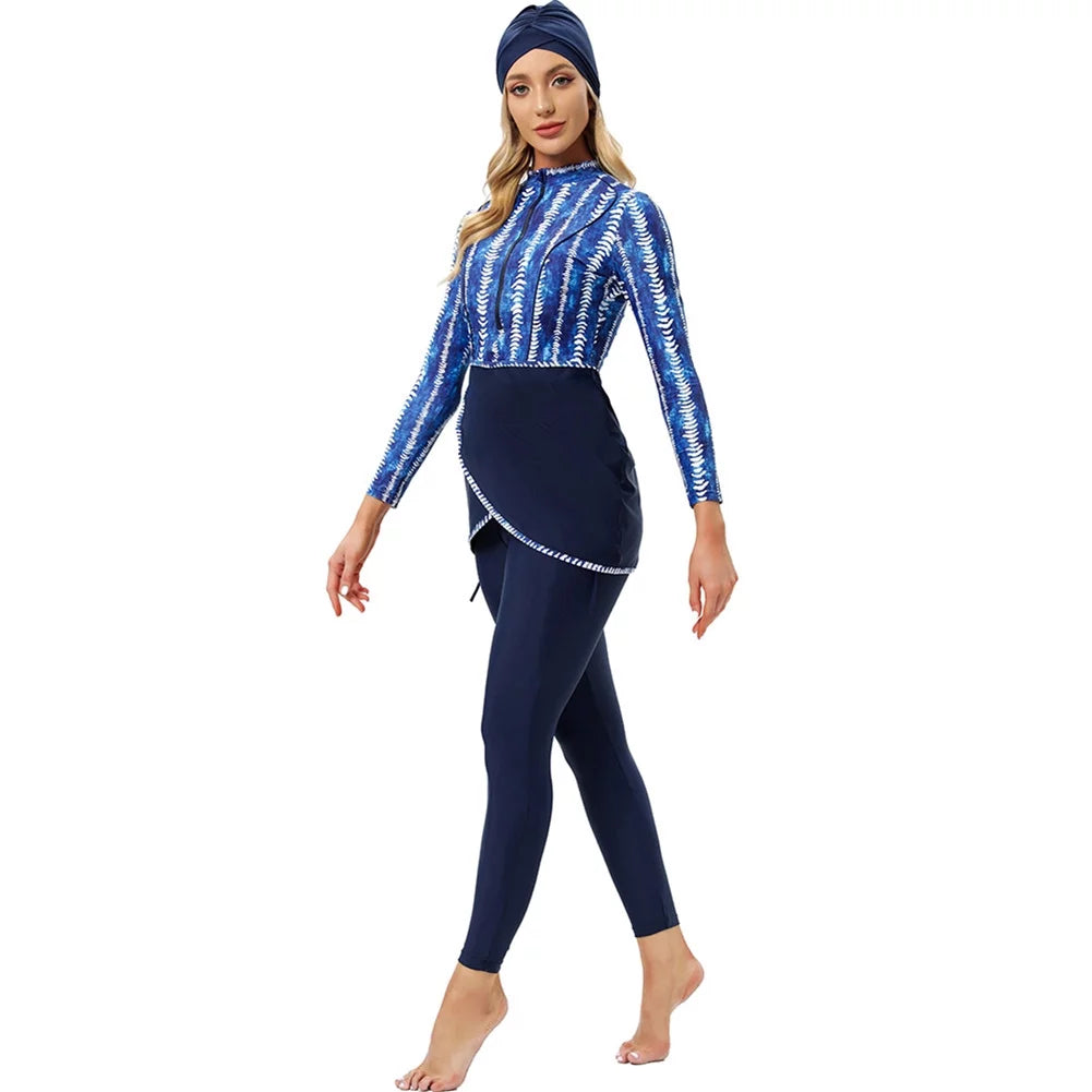3 Pieces Long Sleeve Modest Swimwear Burkini V99606
