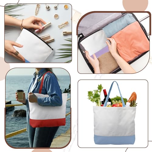 20 Pcs Large Blank Canvas Tote Bags and Makeup Bags with Handles L6086