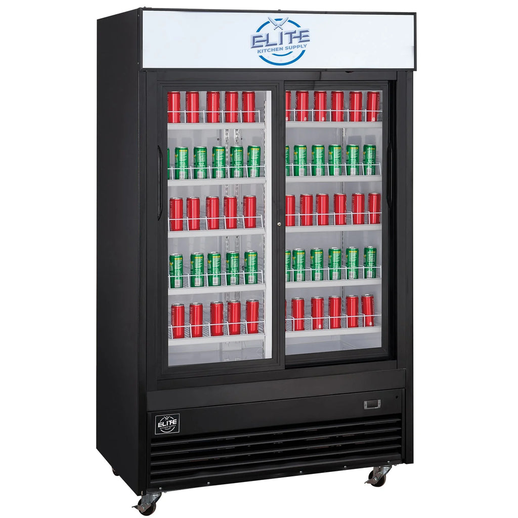 47 in Black Commercial Merchandiser Refrigerator with Sliding Glass Doors U4664