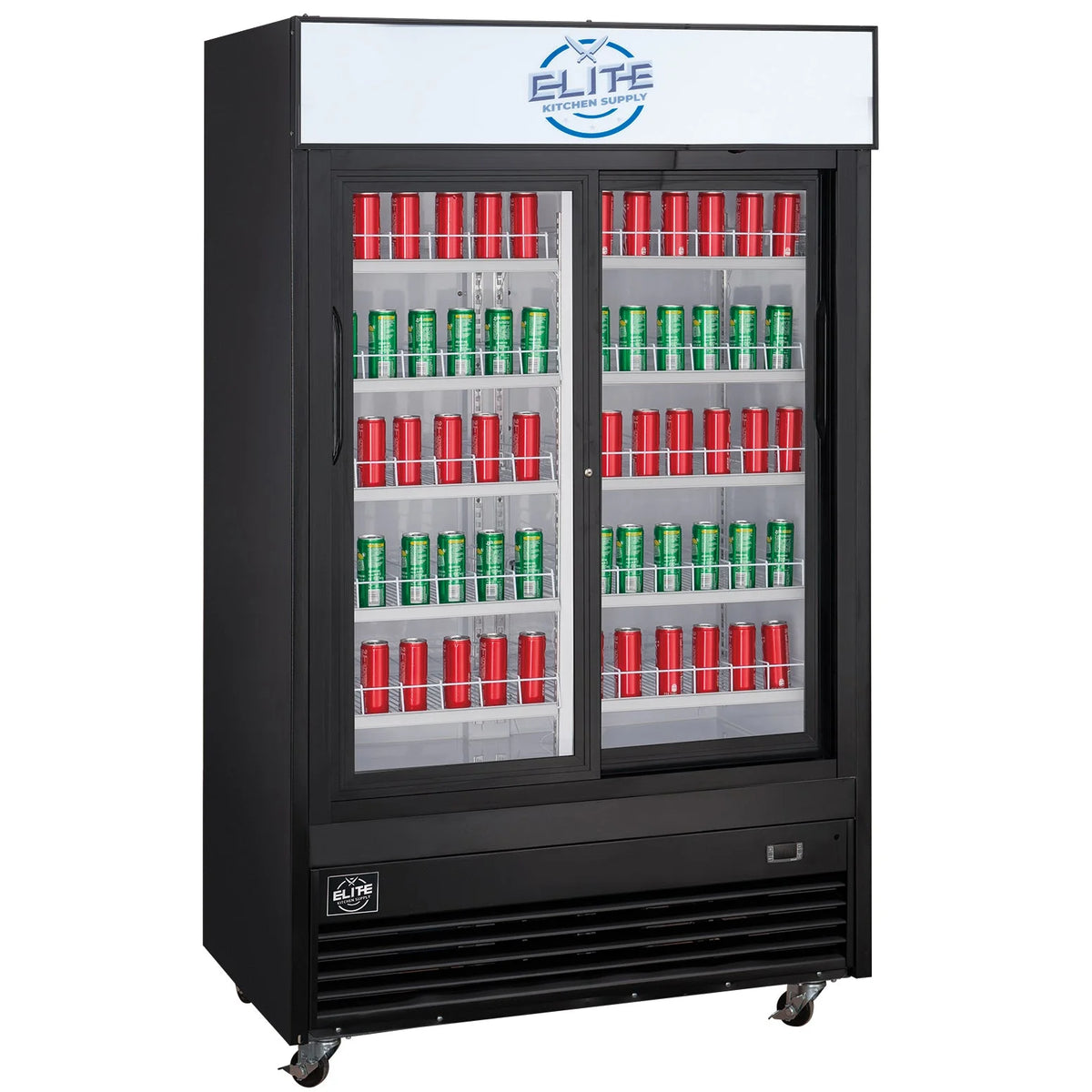 47 in Black Commercial Merchandiser Refrigerator with Sliding Glass Doors U4664