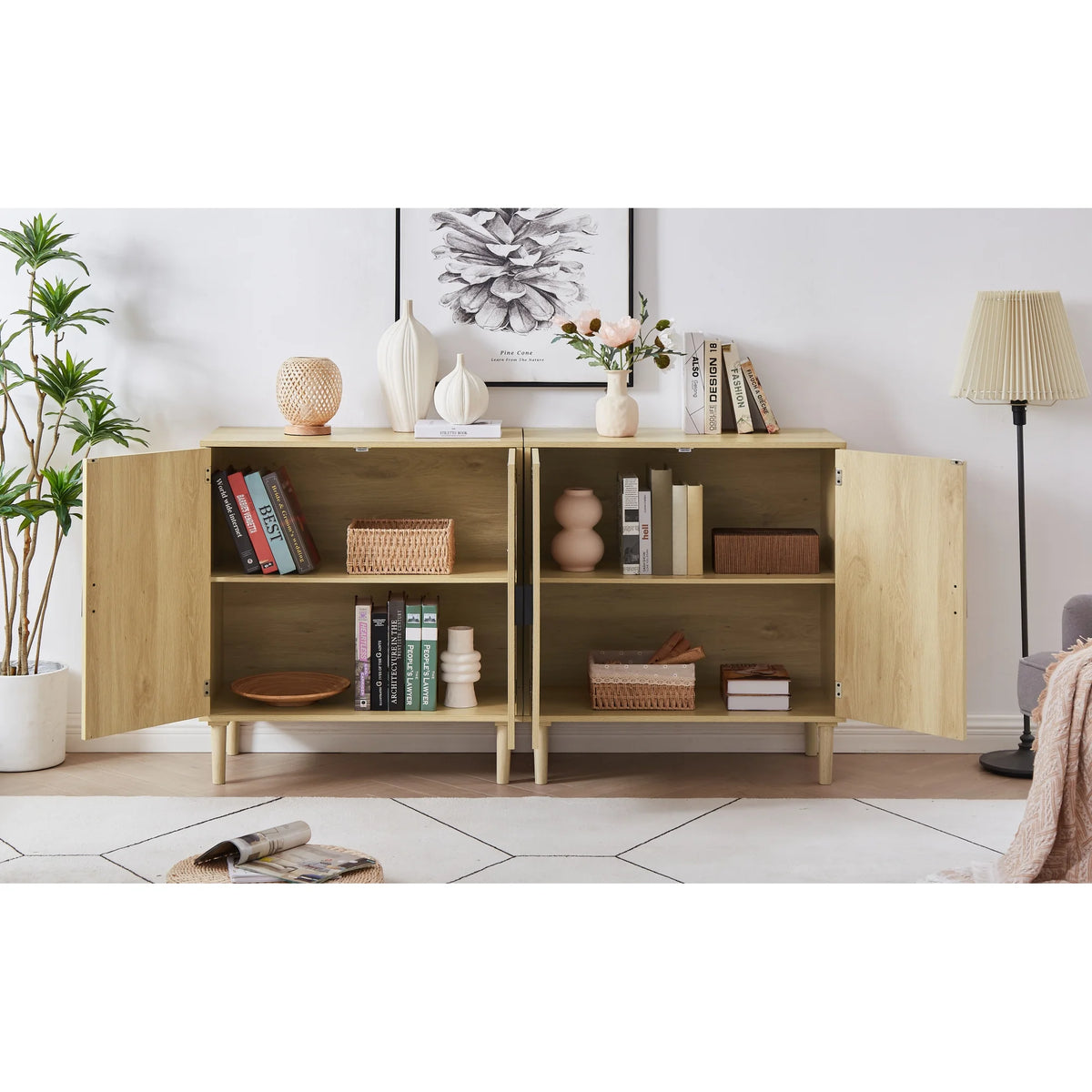 Rattan Kitchen Storage Cabinet Buffet S845