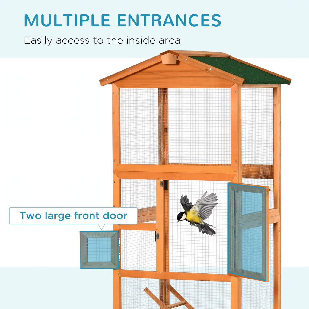 65" Large Wooden Outdoor Bird Cage with 2 Doors Z21426