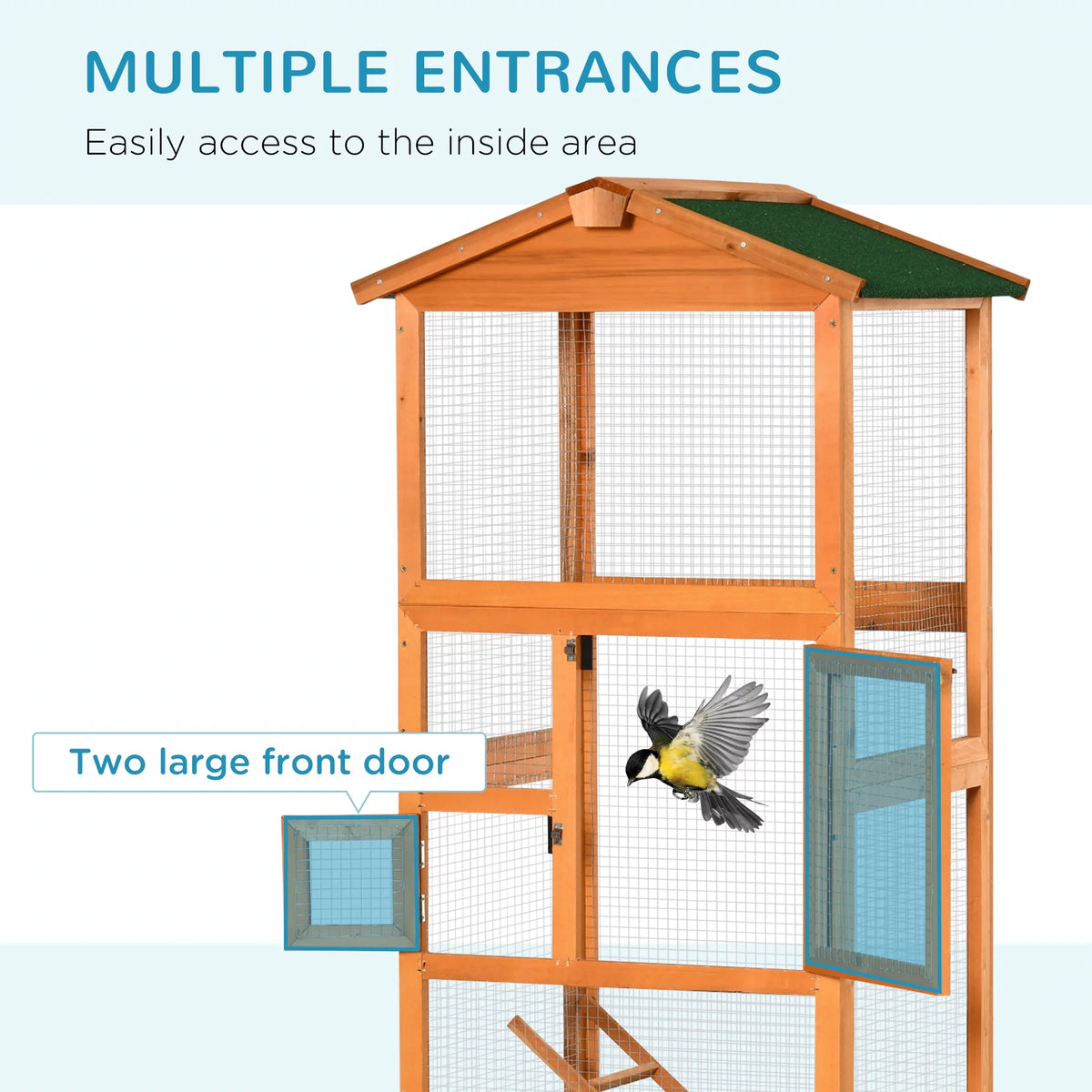 65" Large Wooden Outdoor Bird Cage with 2 Doors Z21426