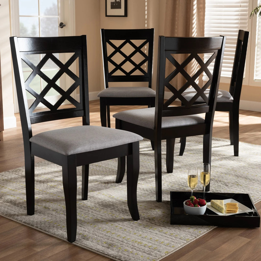 Sand Fabric Dark Brown 2-Piece Dining Chair Set F4607