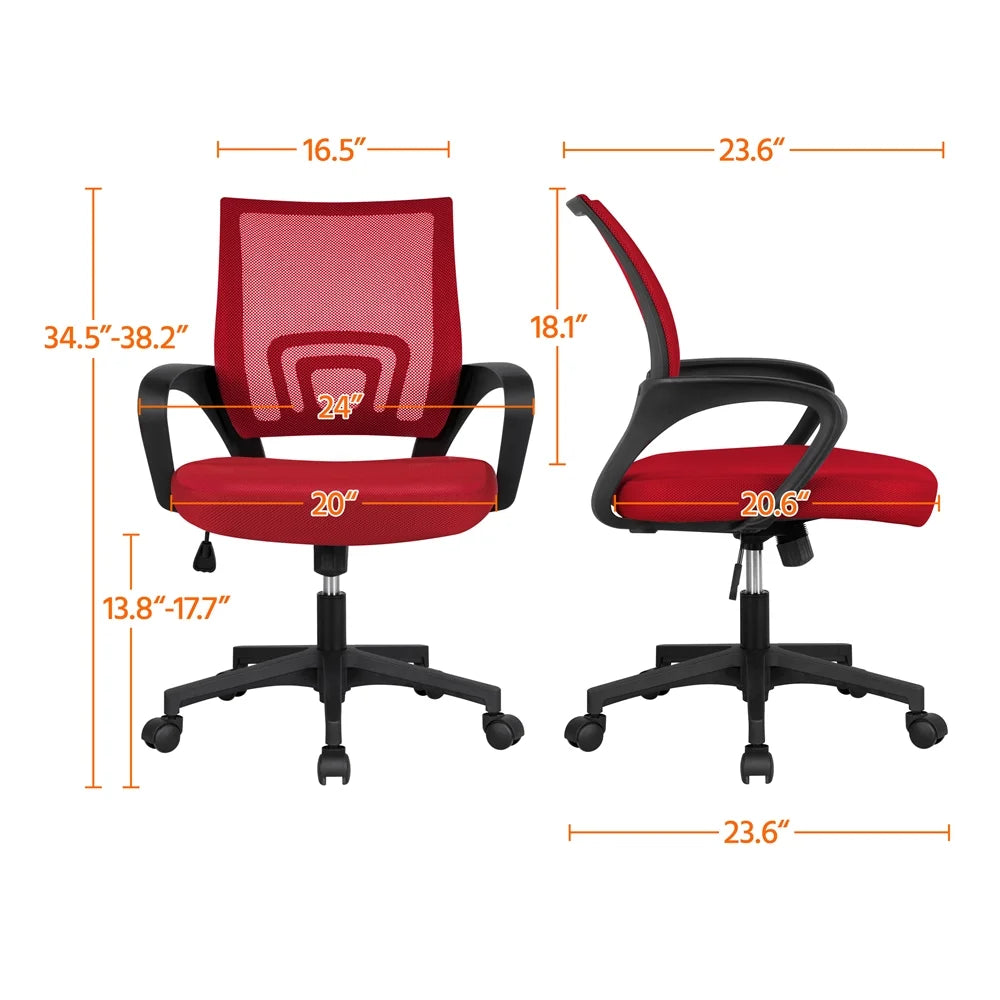 Red Mesh Office Chair with Armrest, Set of 2 L646