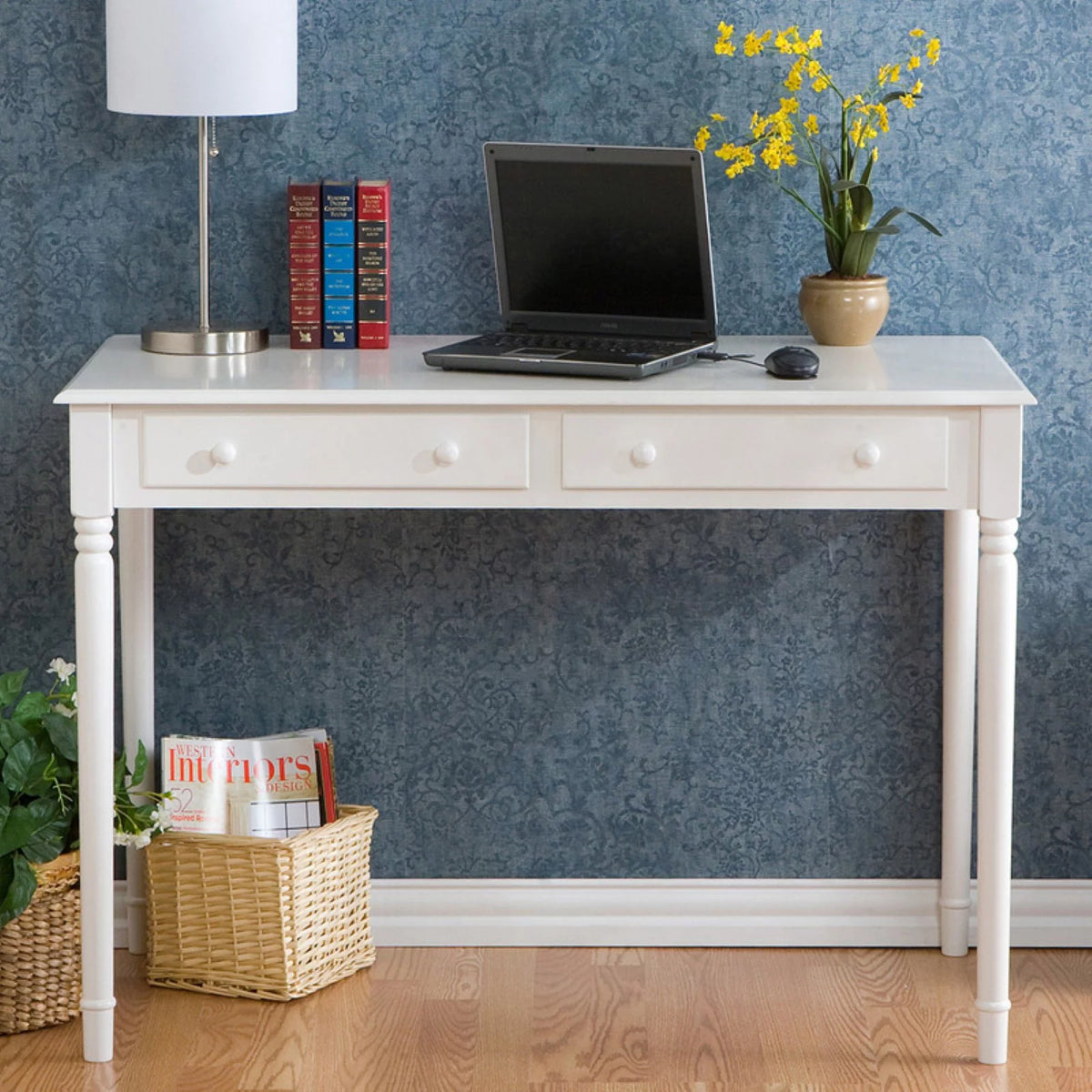2-Drawer White Desk B575536