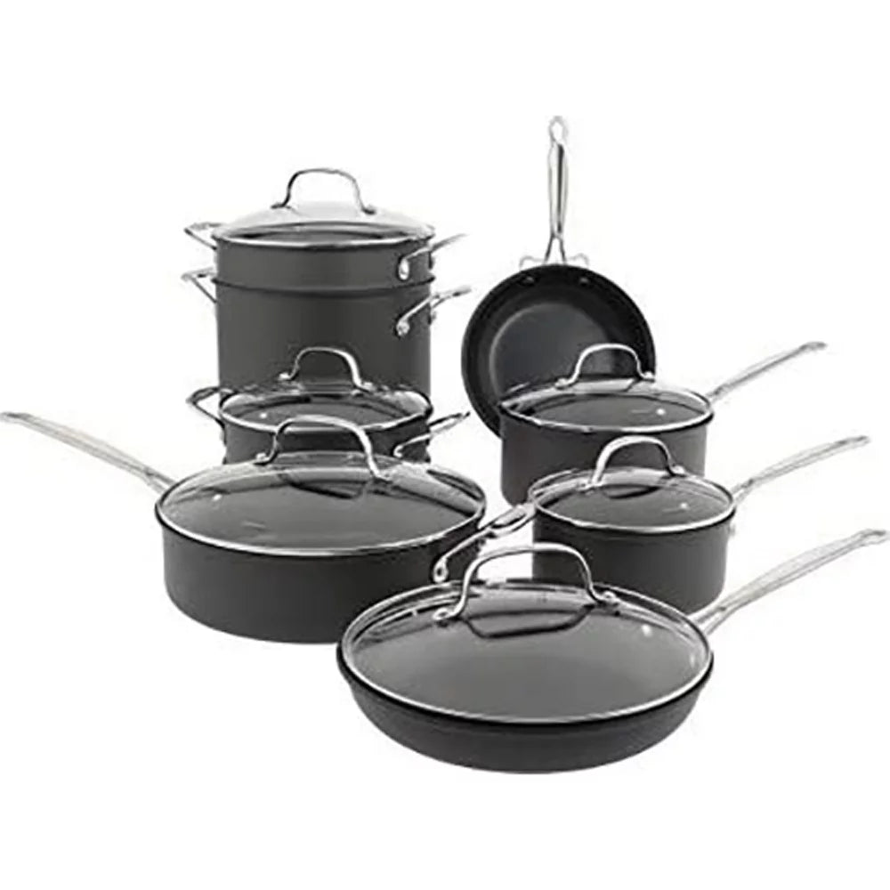 14-Piece Nonstick Hard-Anodized Cookware Set with 12-Piece Knife Set E9021