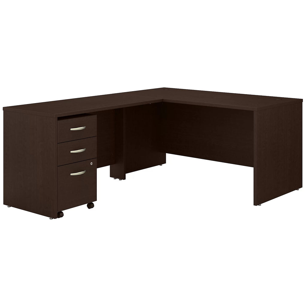 L Shaped Desk with Drawers in Mocha Cherry S2308