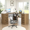 L Shaped Desk with Drawers, 59 Inch K687727