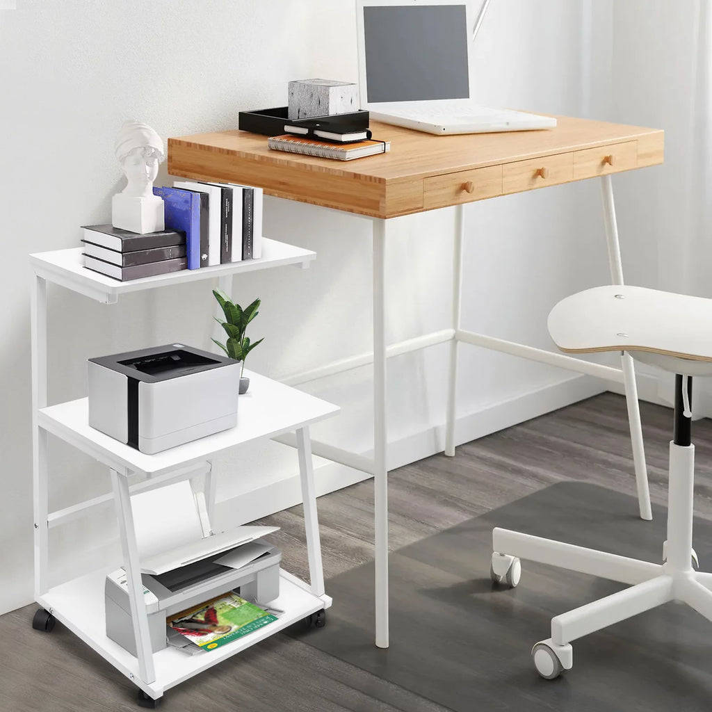 3-Tier Printer Stand Cart with Storage and Casters S428