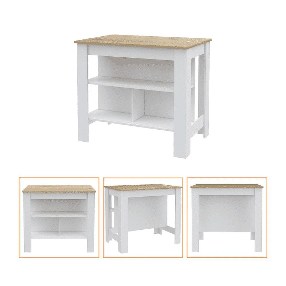 7-Shelf 4-Door 2-piece Kitchen Set White and Light Oak H95999