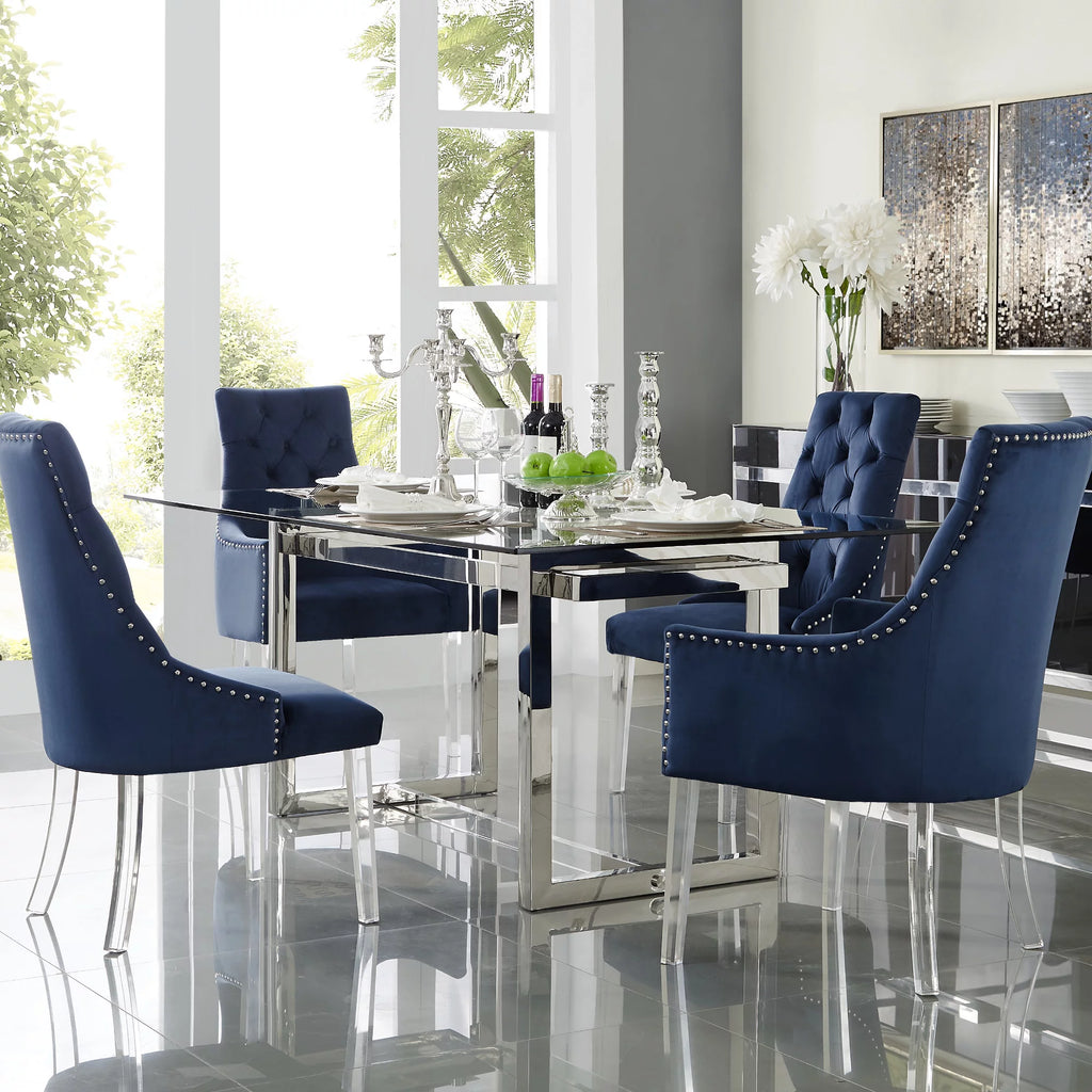 Navy Velvet Dining Chairs Set of 2 A237