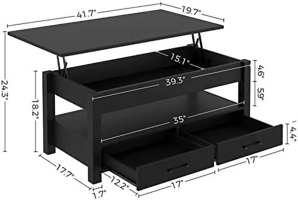 Lift Top Coffee Table with Drawers and Hidden Compartment B4029