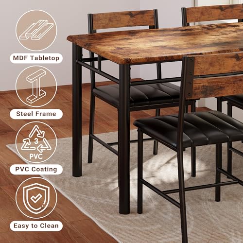 Grey Wood Dining Table Set for 4 L575646