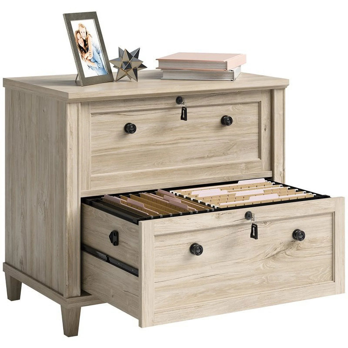 3-Piece Credenza Desk Hutch and Lateral File Cabinet E2917