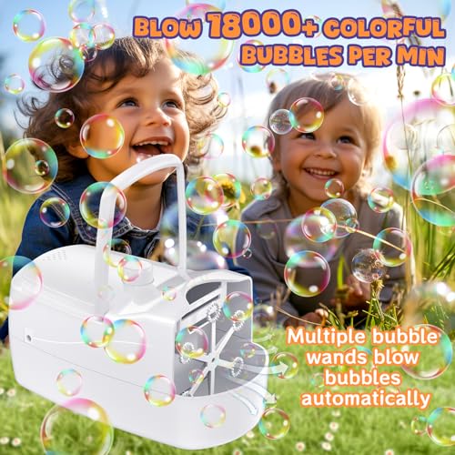 Automatic Bubble Machine with 2 Speeds and 6 Wands Y82017