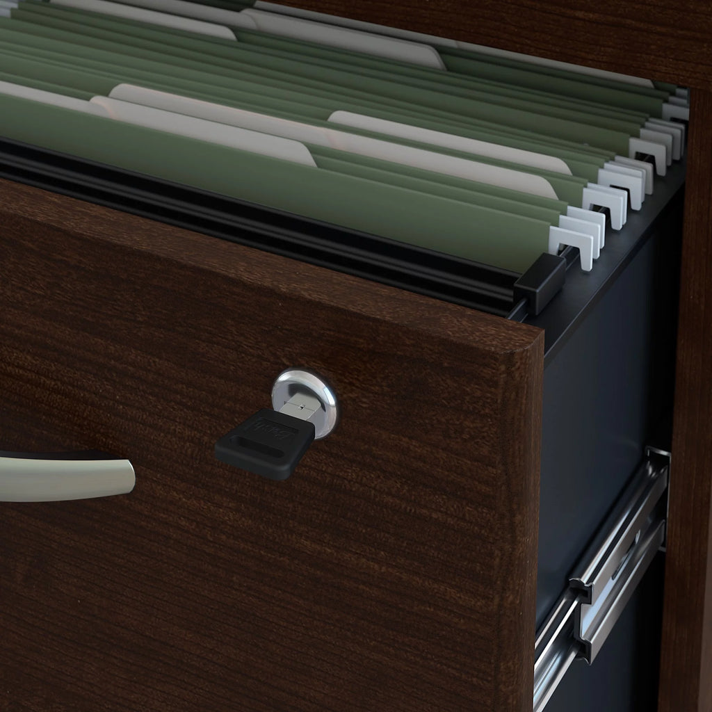 L Shaped Desk with Drawers in Mocha Cherry S2308