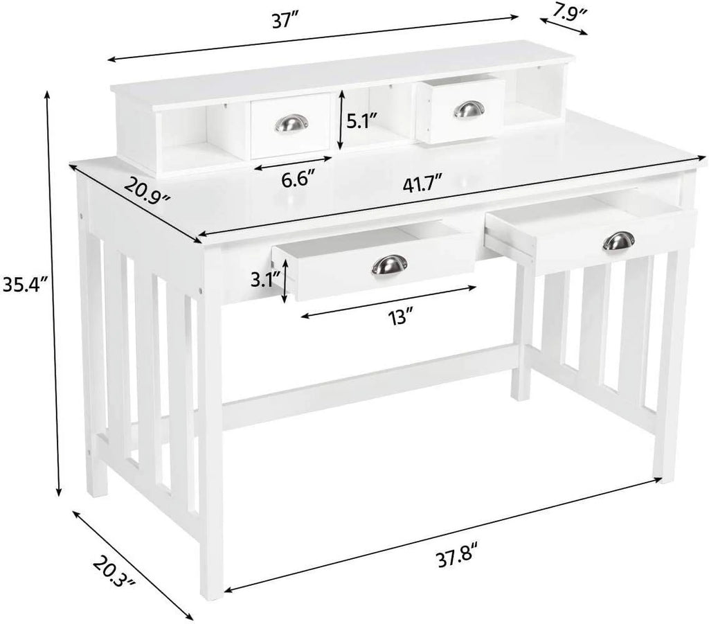 Writing Desk with Drawer Storage and Removable Hutch Q2418