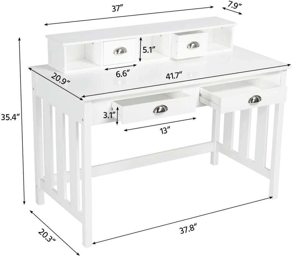 Writing Desk with Drawer Storage and Removable Hutch Q2418