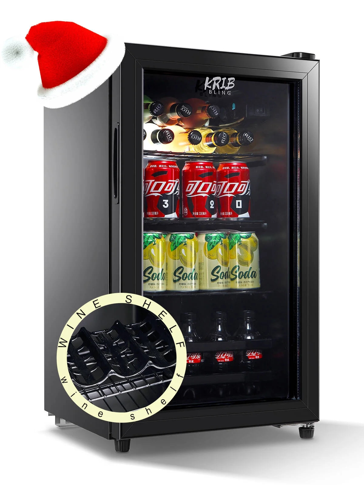 Black Beverage Refrigerator and Cooler for 120 Cans V79765