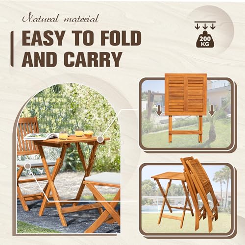 3 Piece Acacia Wood Folding Bistro Set X490
