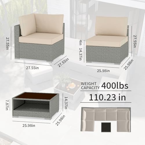 4 Seats Aluminum Outdoor Sofa Set with Coffee Table R541311