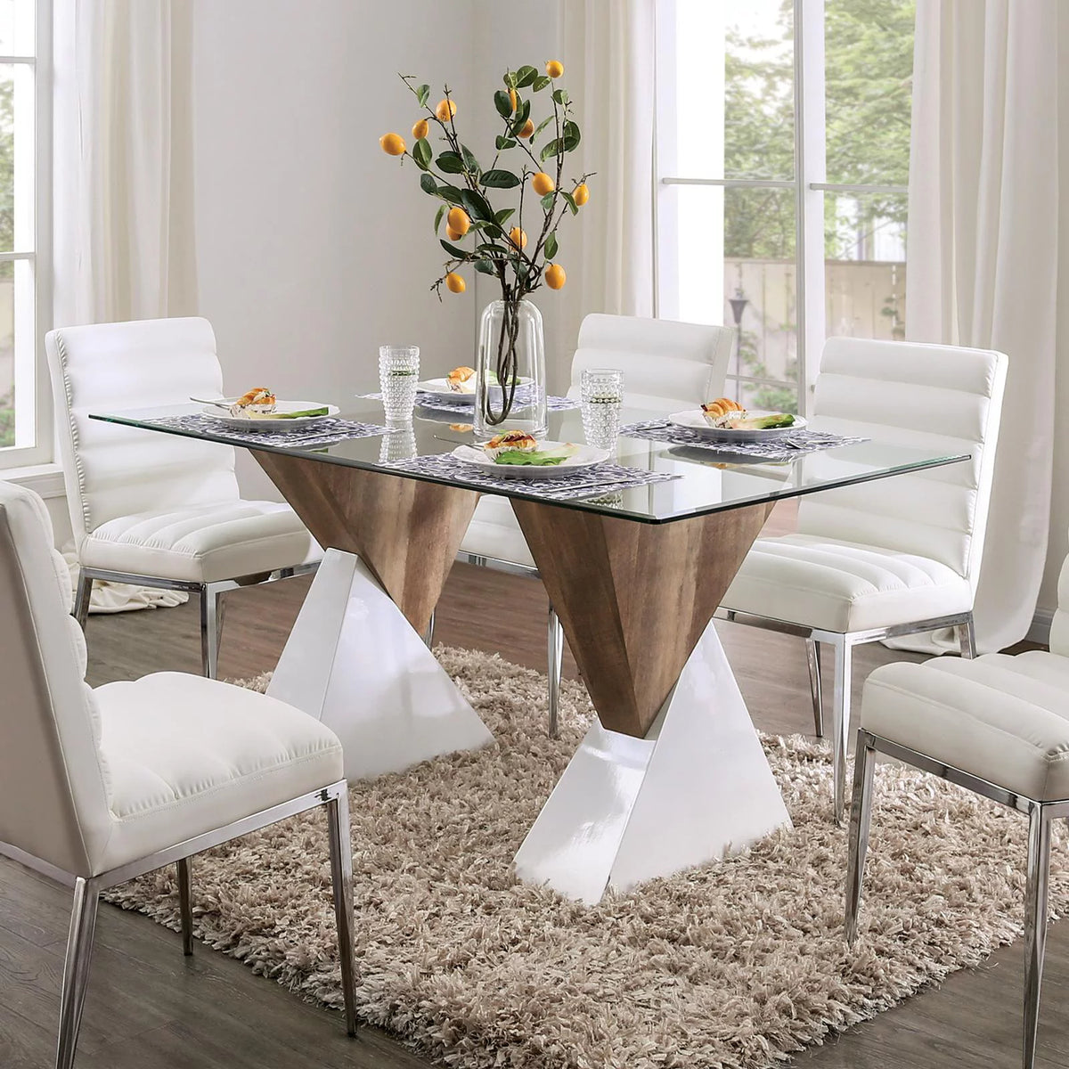 Wood & Tempered Glass Dining Table R868786