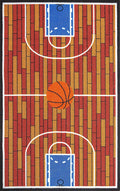 Rust Basketball Childrens Play Area Rug V5763