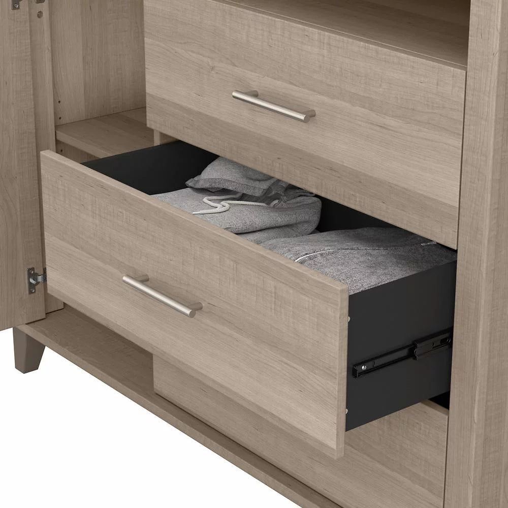 Ash Gray Engineered Wood Armoire Dresser TV Stand D128037