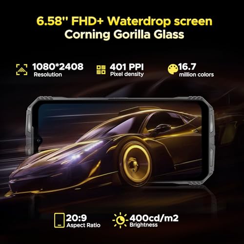 Rugged Smartphone Unlocked 10800mAh Battery 16GB+256GB Android 14 Q704779