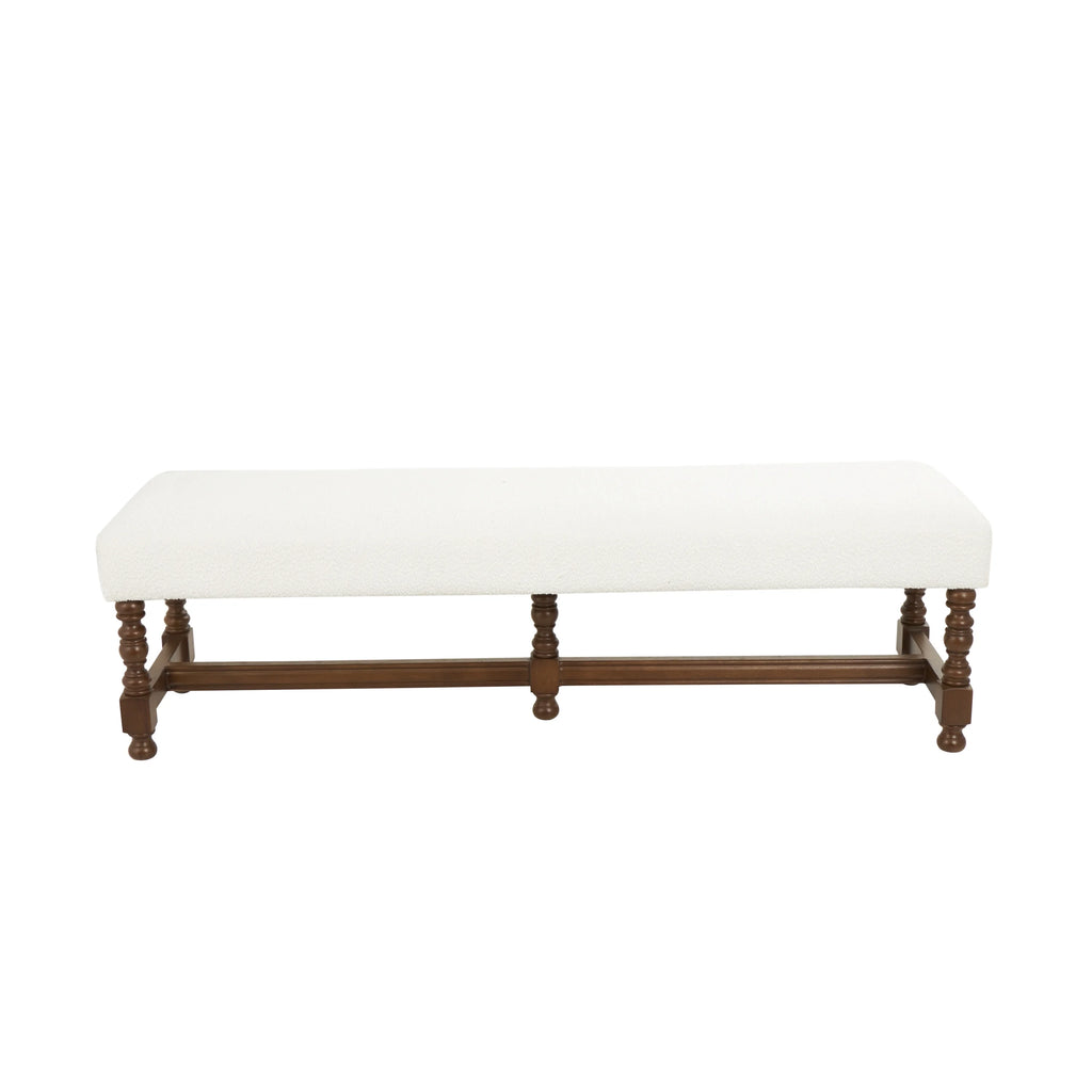 Fabric Bench with Brown Traditional Wood Turned Legs L628