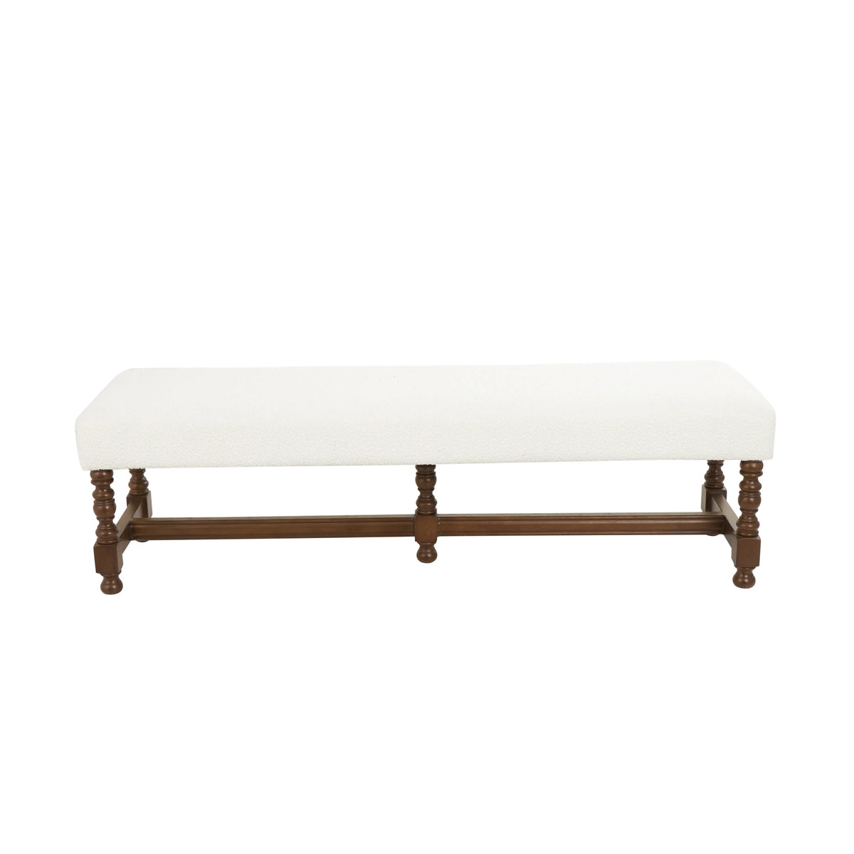 Fabric Bench with Brown Traditional Wood Turned Legs L628