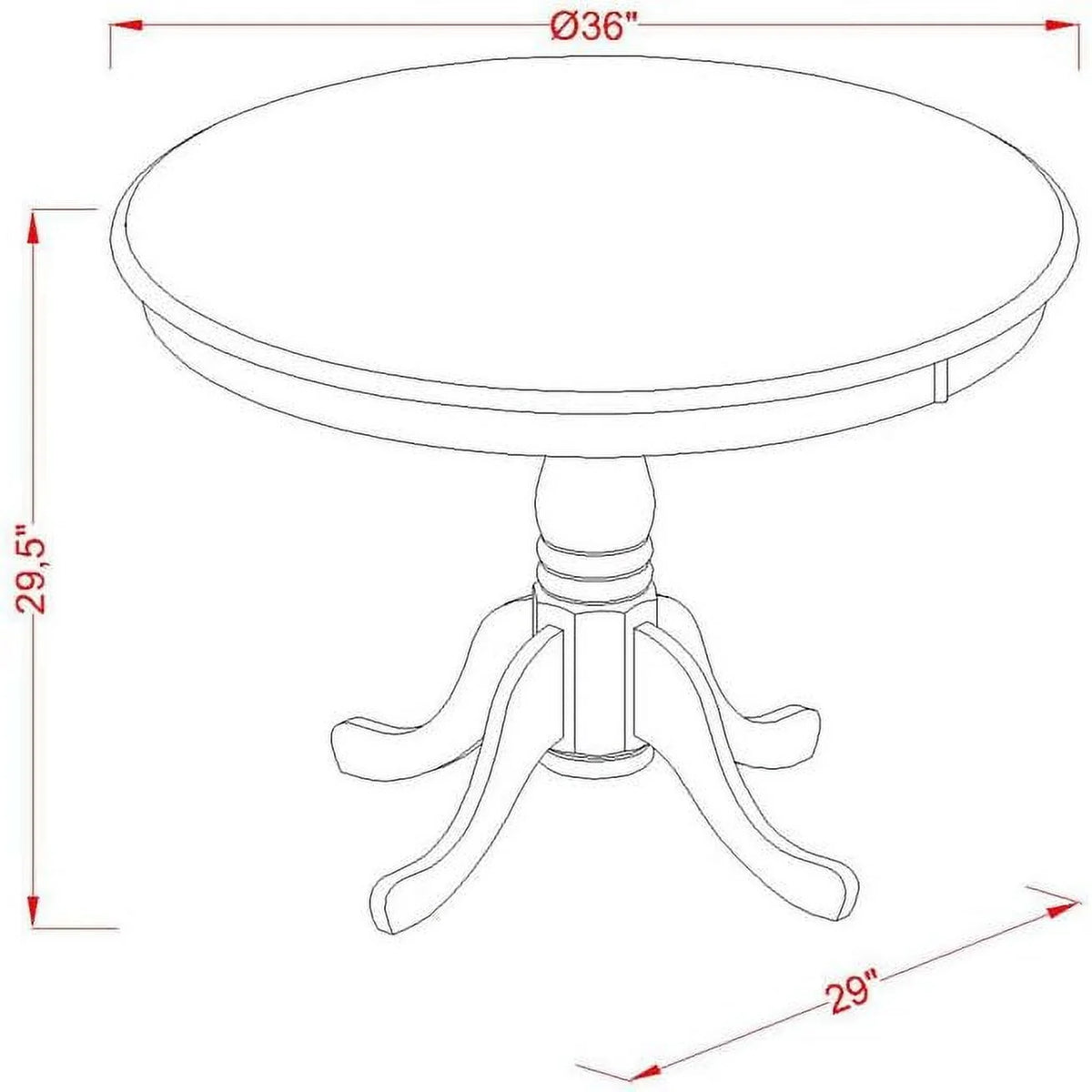 Antique 3 Piece Round Dining Table and 2 Chairs 36 Inch Q891