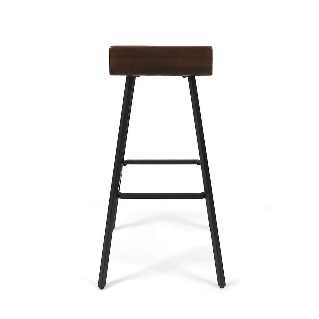 Brown Wood and Metal Bar Stools Set of 2 I13498