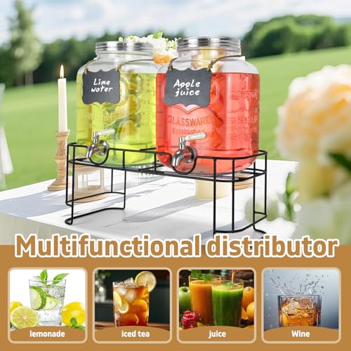 1 Gallon Glass Drink Dispenser with Stand and Stainless Steel Spigot P70010