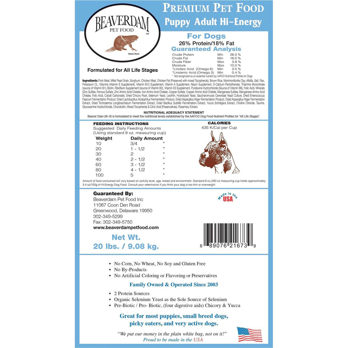 Blue Label Pork and Chicken Dry Dog Food 20 lb S643