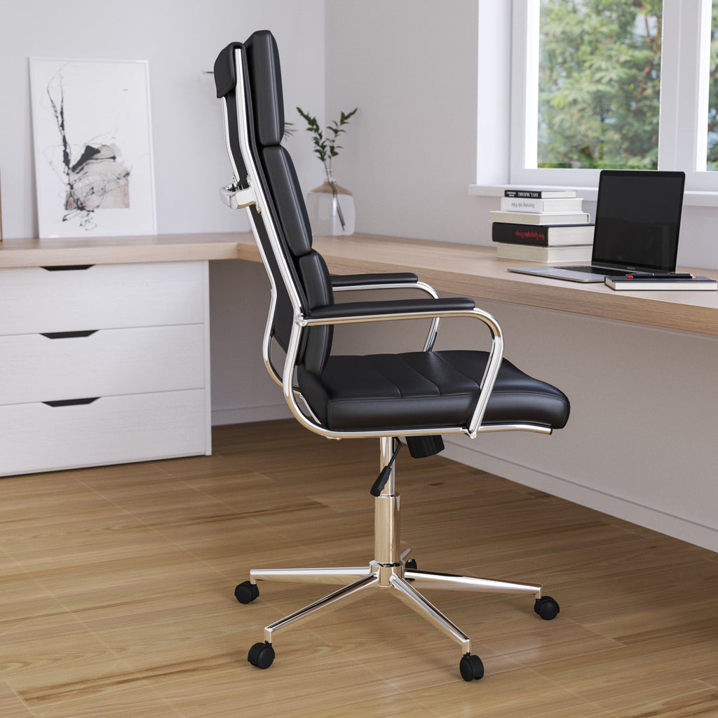 Black Ergonomic Faux Leather Office Chair Q183242