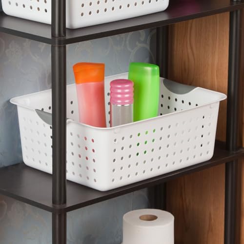 6-Pack White Plastic Storage Basket C417
