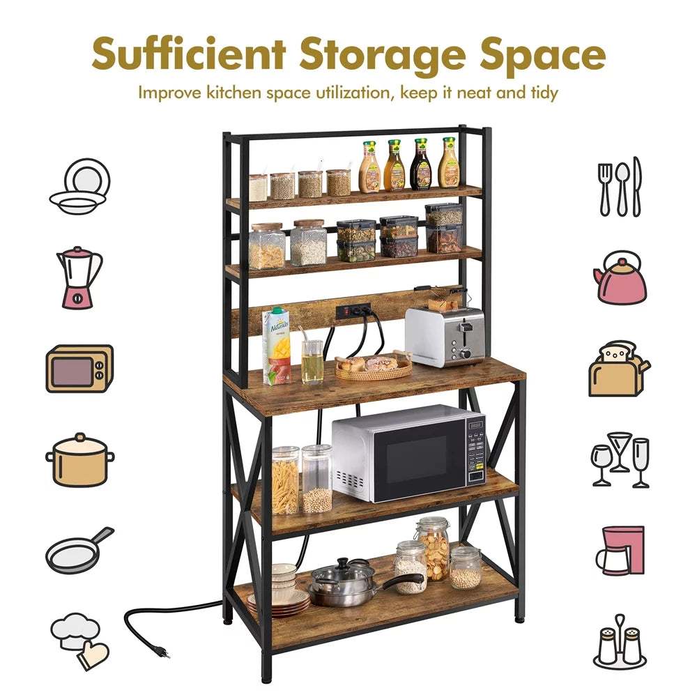 5-Tier Kitchen Baker’s Racks with Power Outlets Y535071