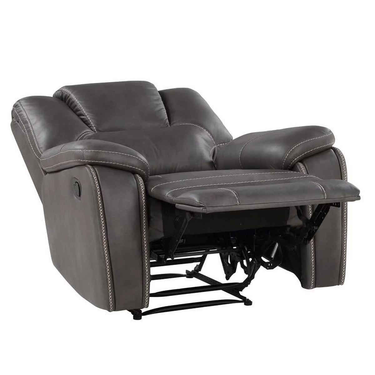 Charcoal Gray Faux Leather Manual Recliner J1131