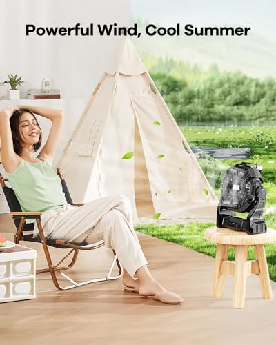 30000mAh Rechargeable Portable Camping Fan with LED Lantern P11514