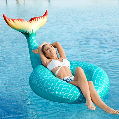 Inflatable Mermaid Tail Pool Float with Fast Valves Green T429